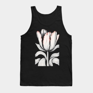 Black and white tulip botanical illustration Tank Top